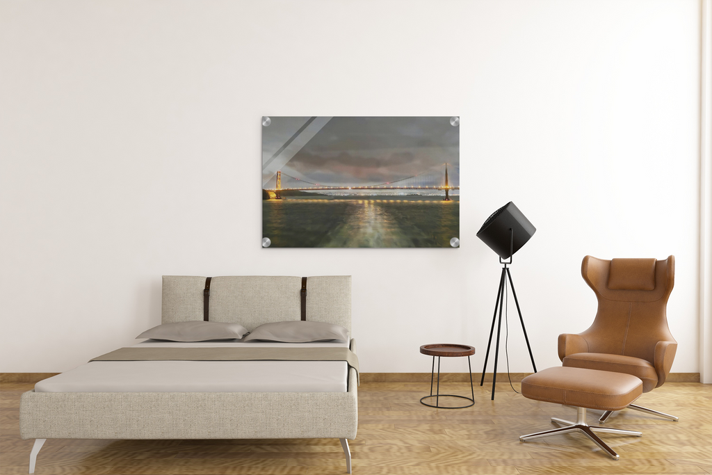 Golden Gate Bridge Night Skyline Acrylic Print | San Francisco Bay Wall Art