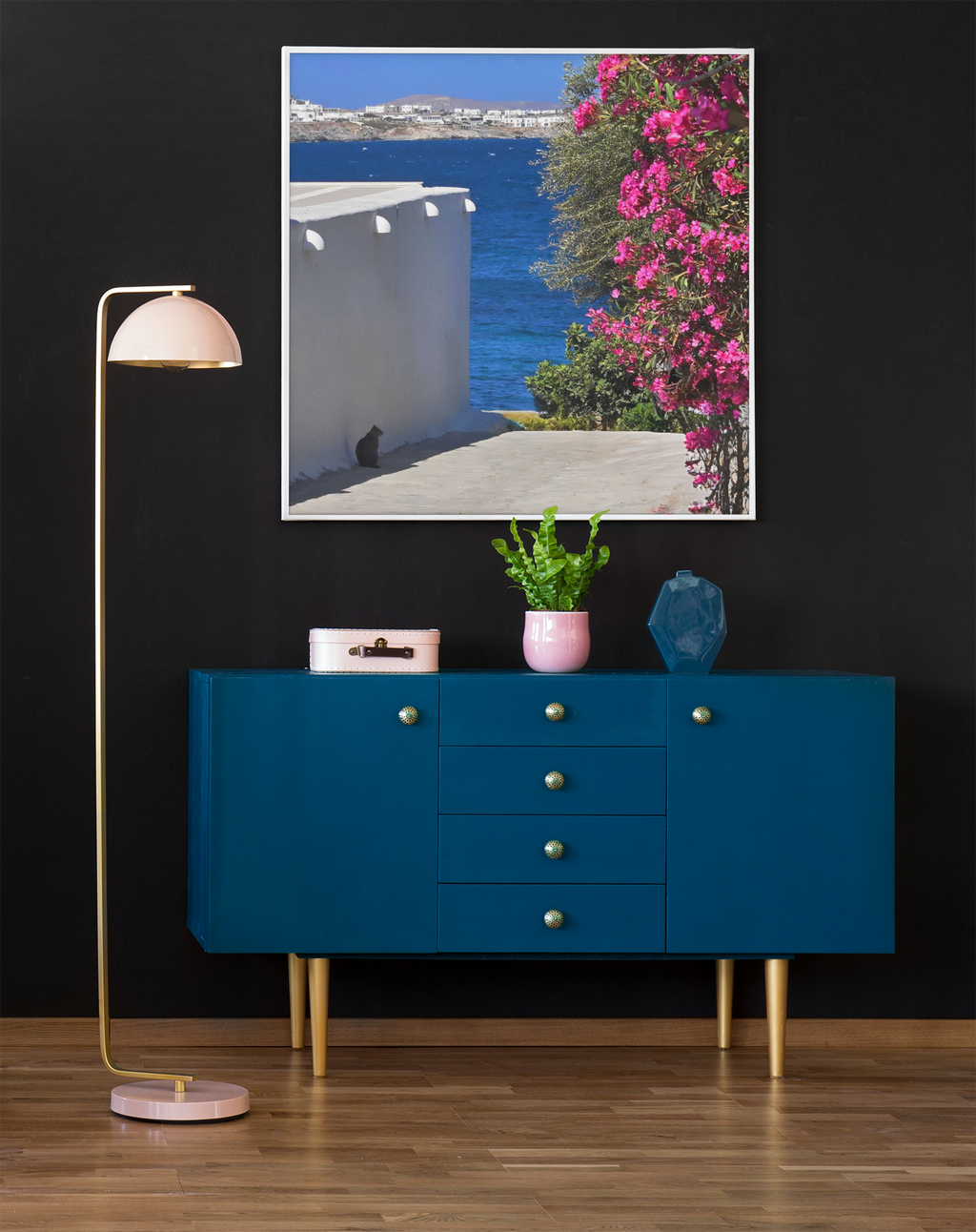 Mykonos Bougainvillea & Aegean Sea Coastal Art