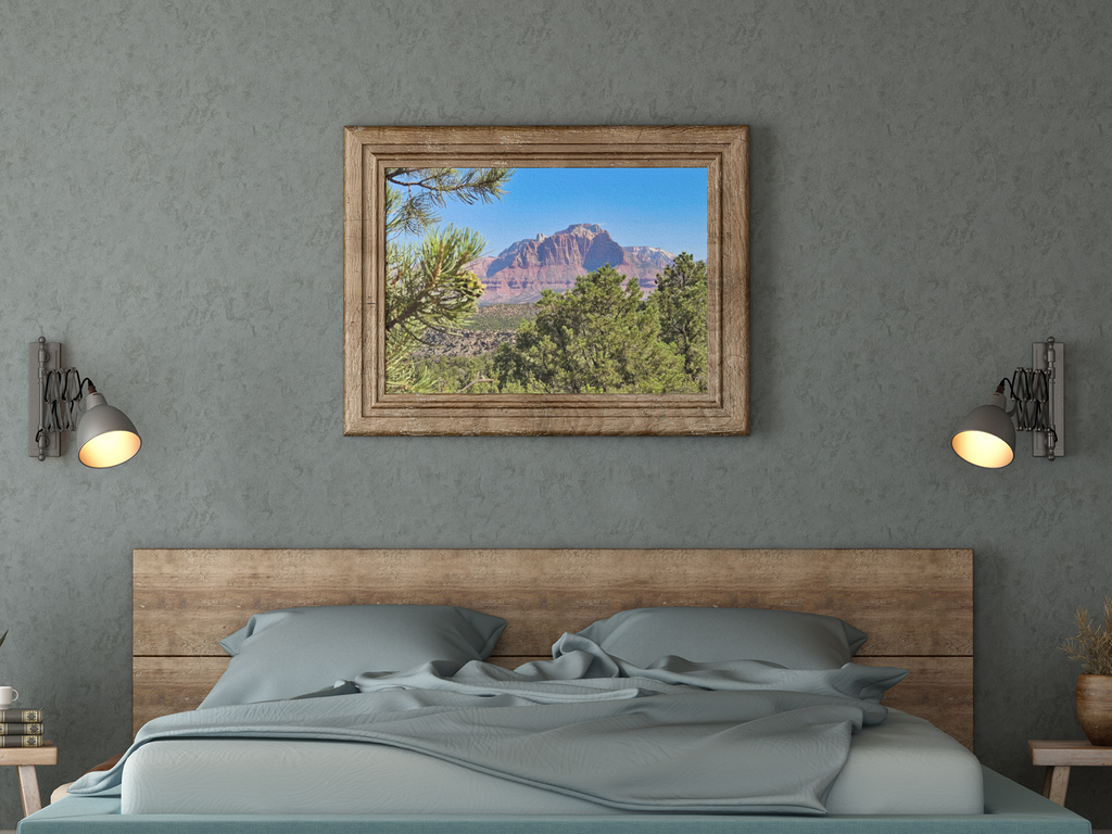 The Watchman Zion Print | Utah Red Rocks & Pine Tree Landscape | Zion National Park Wall Art | Southwest Desert Fine Art Poster