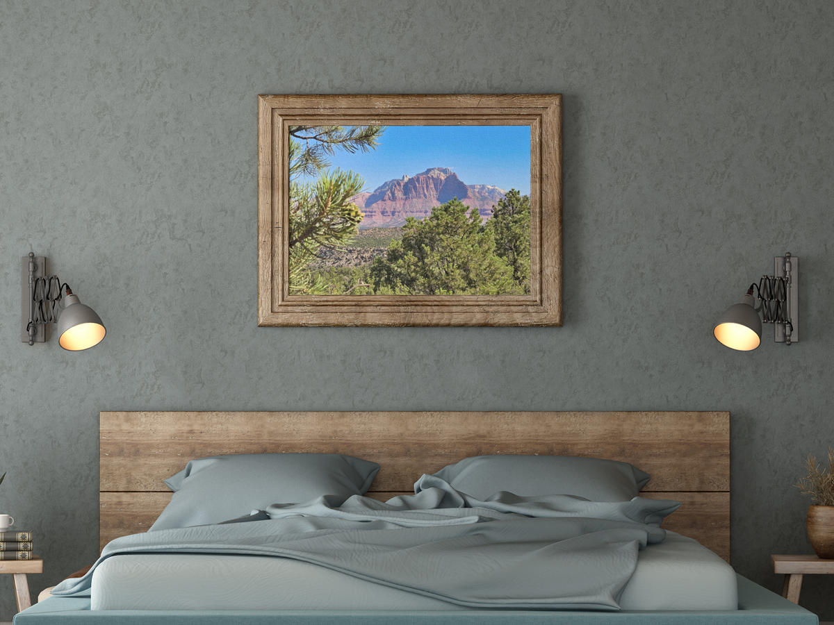 The Watchman Zion Print | Utah Red Rocks & Pine Tree Landscape | Zion National Park Wall Art | Southwest Desert Fine Art Poster
