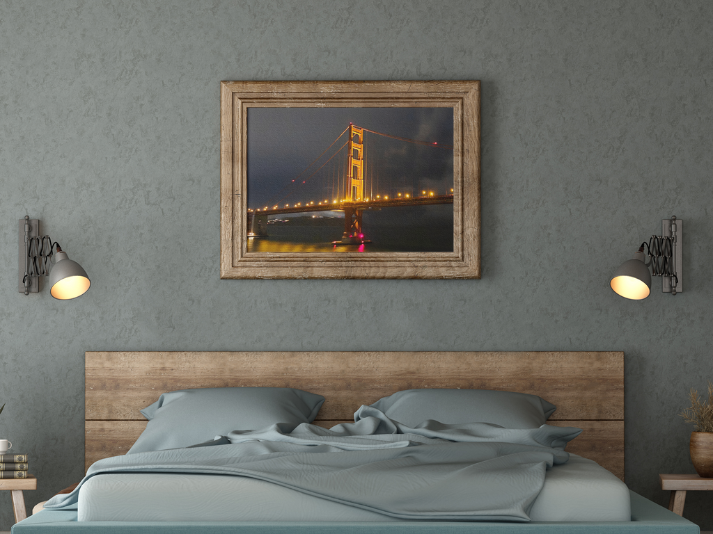 Golden Gate Bridge at Night Photo Print | San Francisco Illuminated Suspension Bridge Wall Art Print