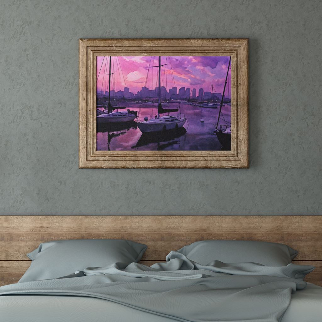 San Diego Harbor Sunrise Watercolor Fine Art Print