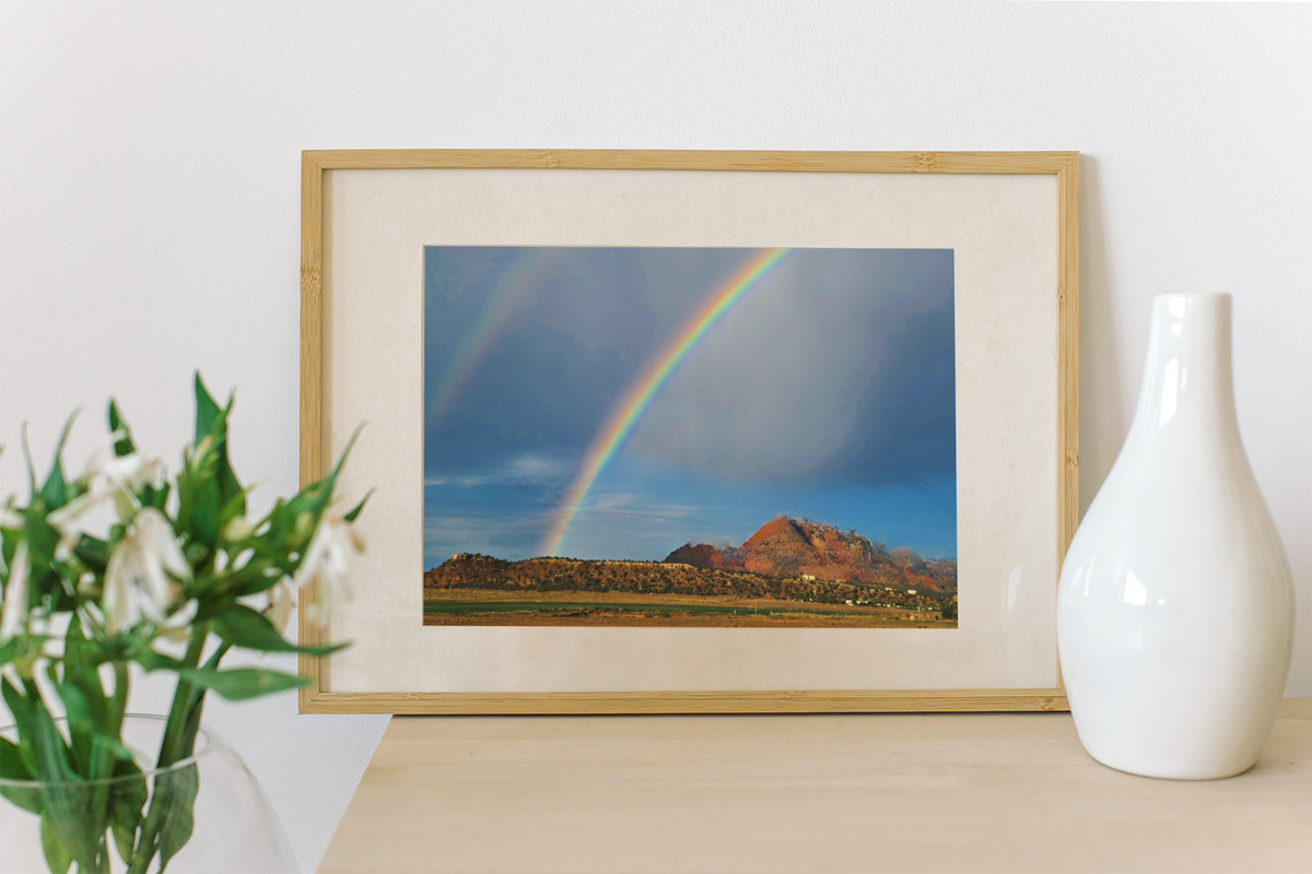 Double Rainbow Zion National Park Wall Art | Utah Red Rock Landscape Fine Art Print