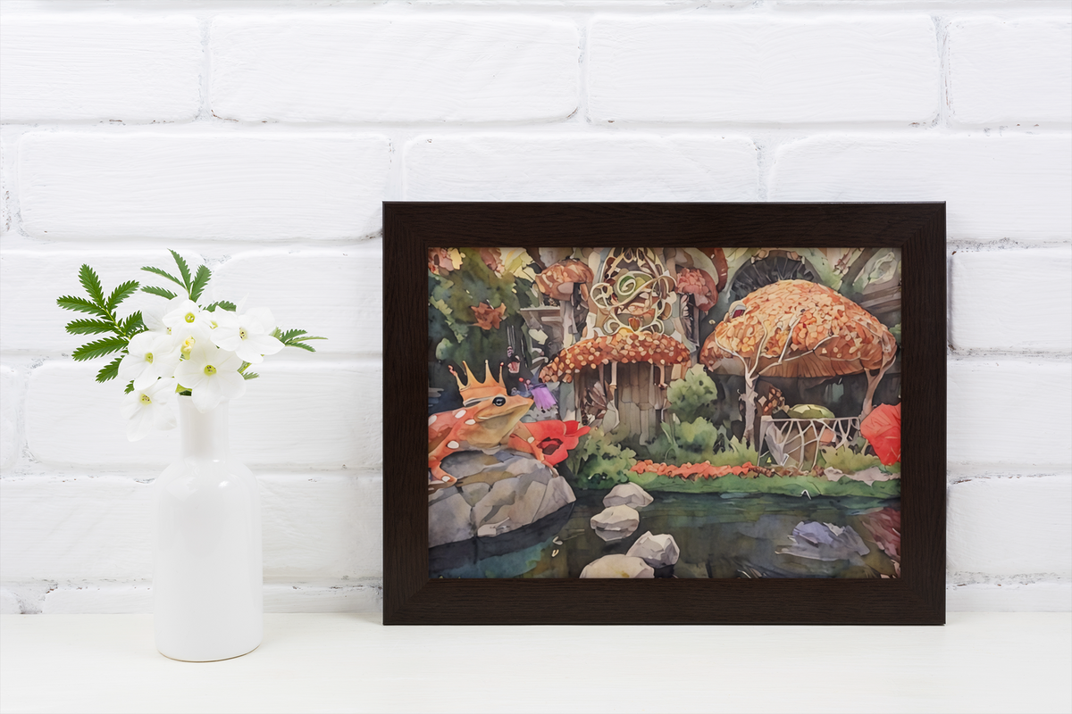 Enchanted Forest Frog Prince Watercolor Fine Art Print