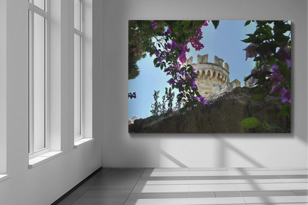 Rhodes Greece Medieval Castle Print | Bougainvillea Floral Wall Art