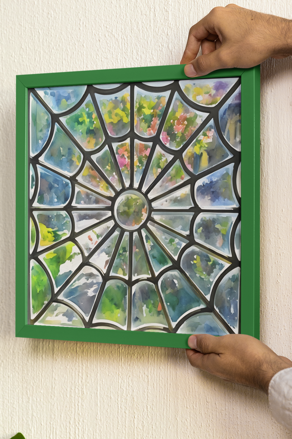 Stained Glass Cobweb Window Secret Garden Art Print