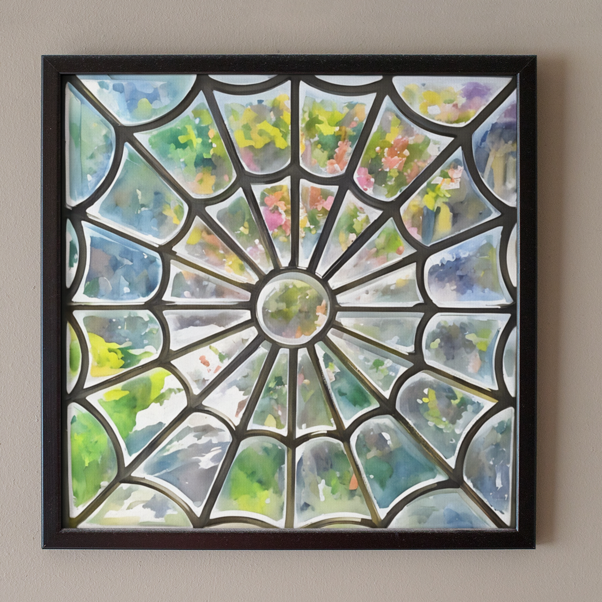 Stained Glass Cobweb Window Secret Garden Art Print