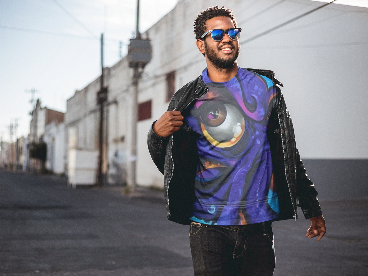 Purple Octopus Graffiti All-Over Print T-Shirt