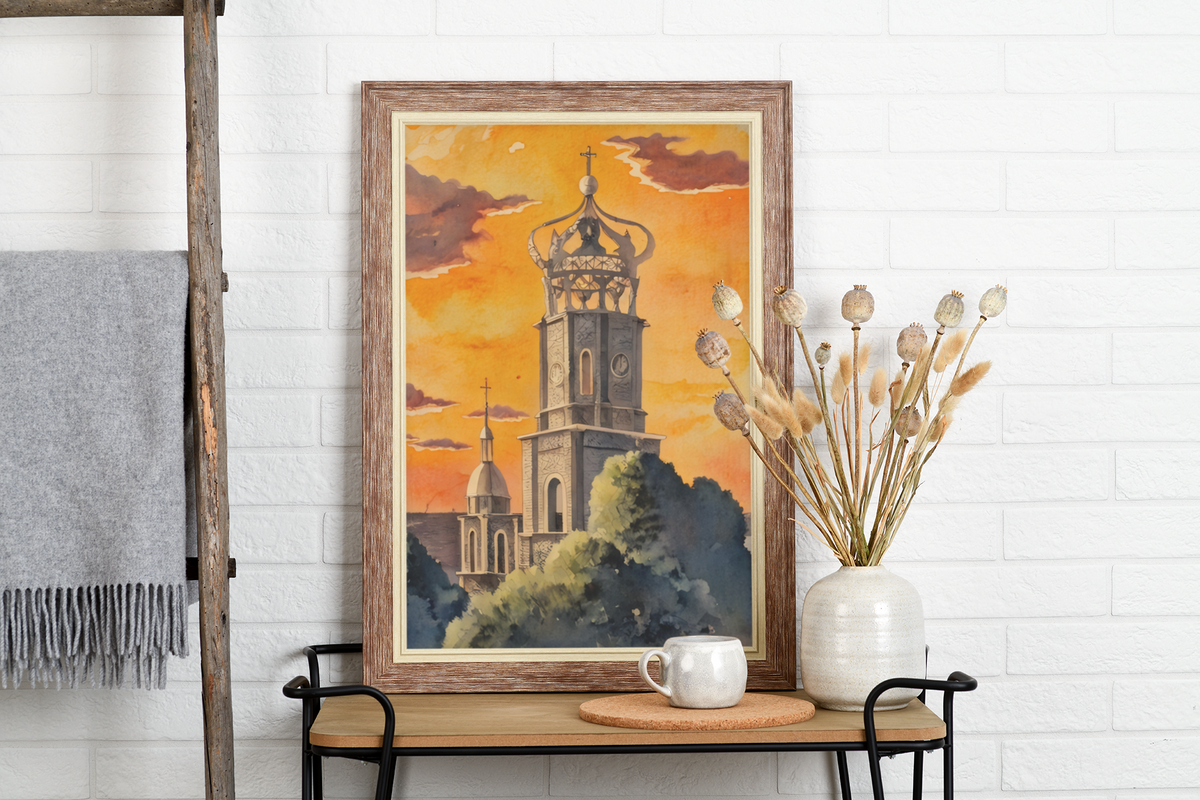 Puerto Vallarta Cathedral Watercolor Art Print