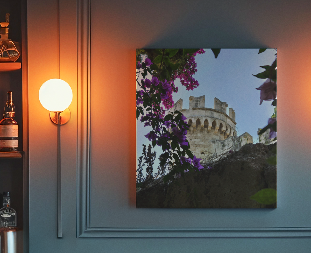 Rhodes Greece Medieval Castle Print | Bougainvillea Floral Wall Art