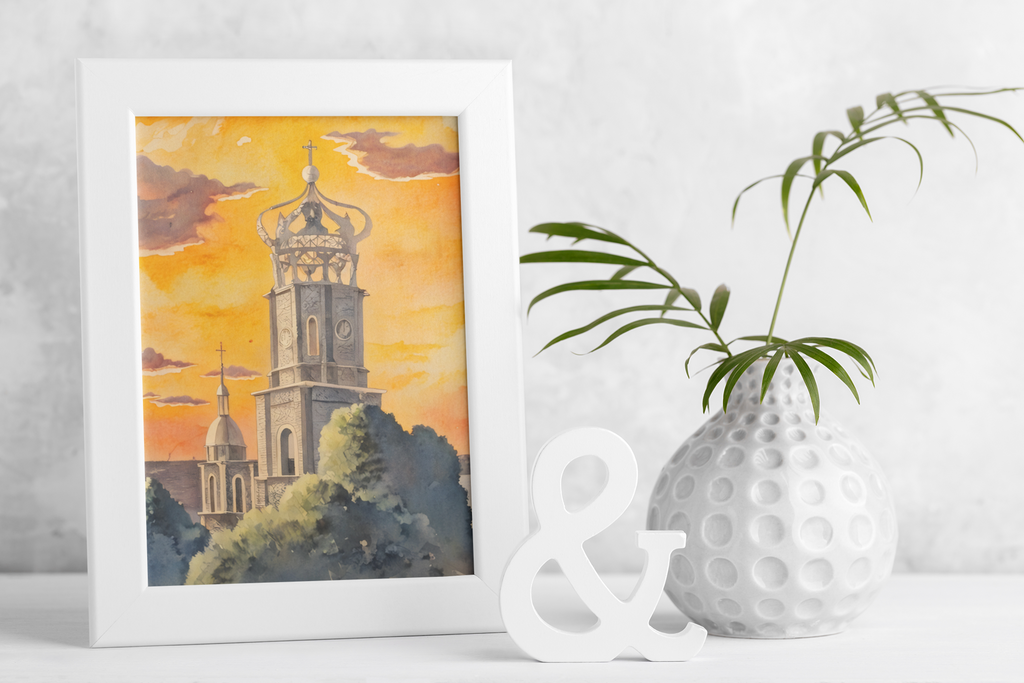 Puerto Vallarta Cathedral Watercolor Art Print