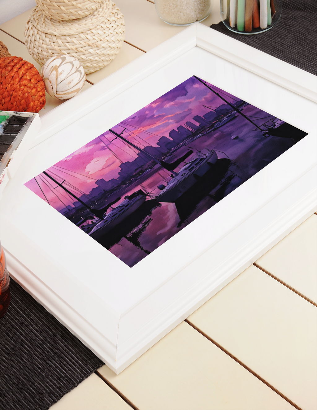 San Diego Harbor Sunrise Watercolor Fine Art Print
