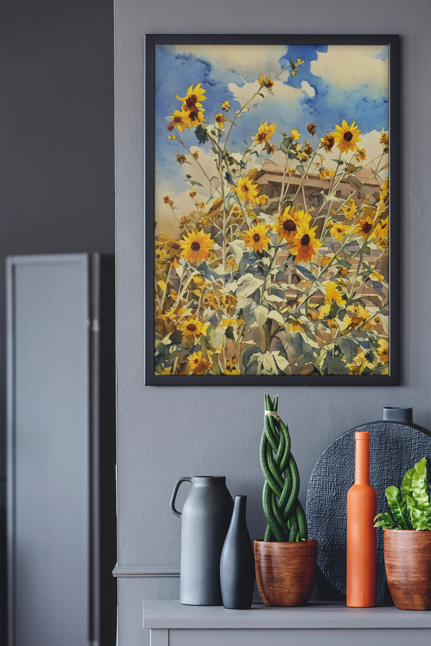 Sunflower Wall Art Printable - Flower Wall Decor - Instant Download- Instant Art Print Botanical Art - Digital Download