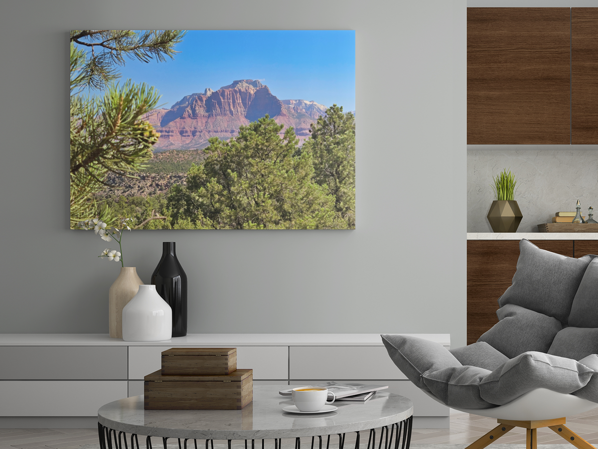 The Watchman Zion Print | Utah Red Rocks & Pine Tree Landscape | Zion National Park Wall Art | Southwest Desert Fine Art Poster
