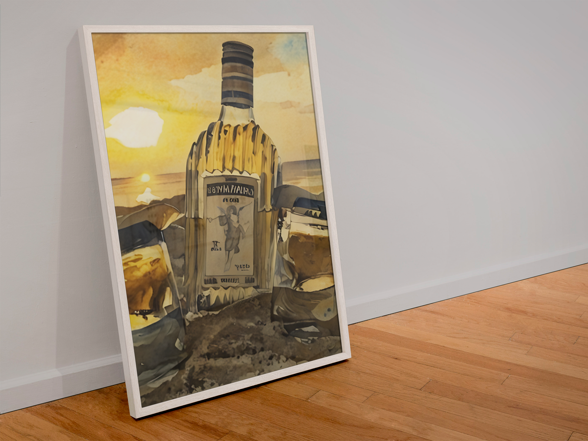 Tequila Bottle Sunset Beach Fine Art Print
