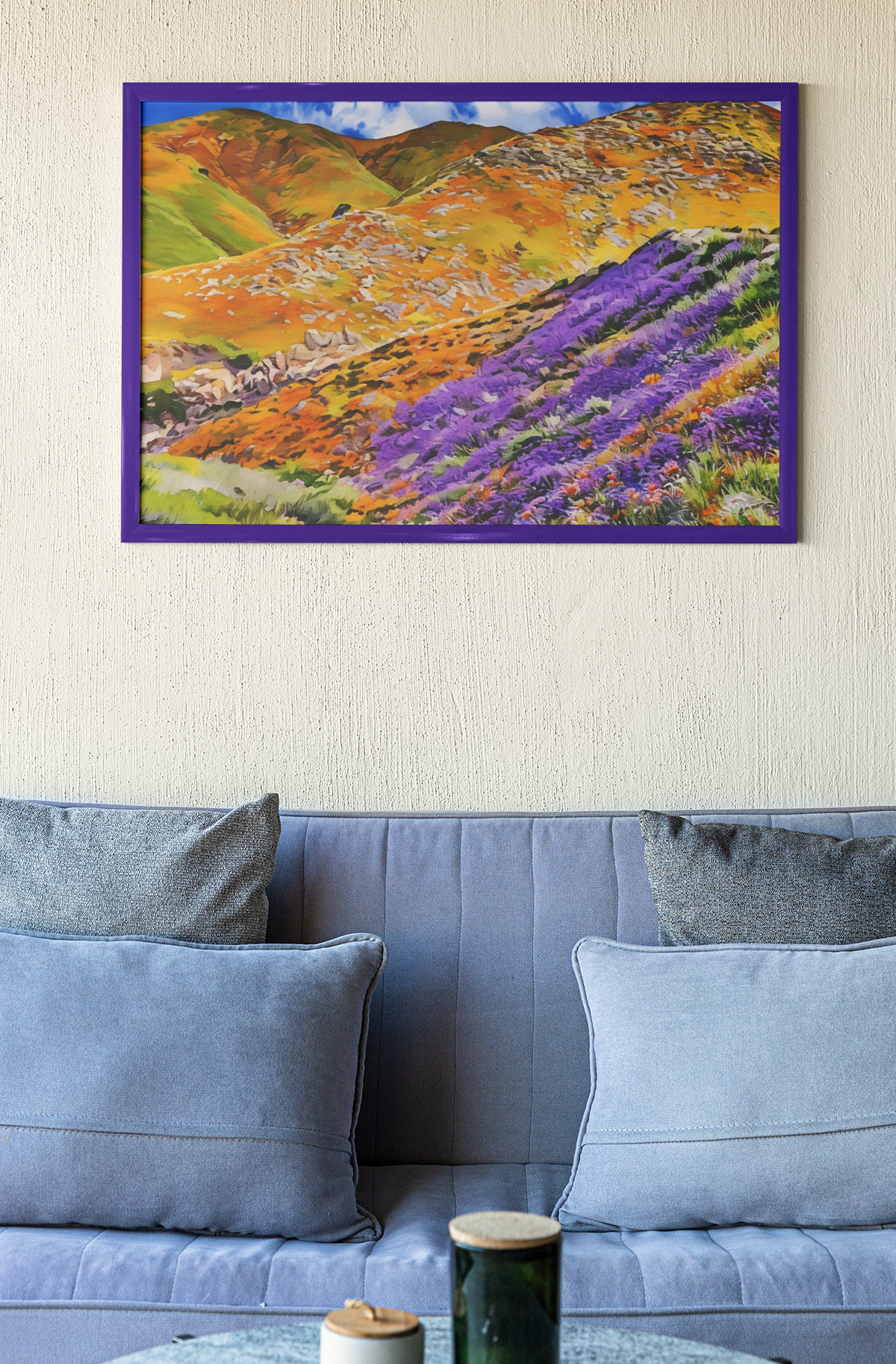 Wildflower Mountain Landscape Watercolor Print | Colorful Superbloom Wall Art, Fine Art Nature Print