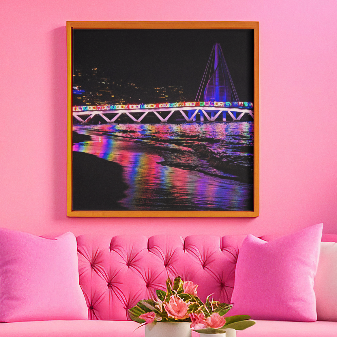 Los Muertos Pier Puerto Vallarta Night Print