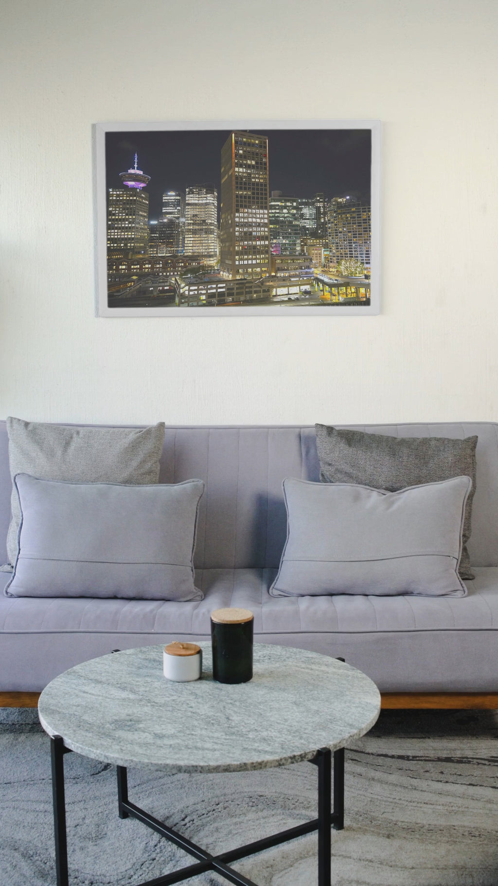 Modern Vancouver City Lights Fine Art Print | Panoramic Nighttime Cityscape Wall Decor